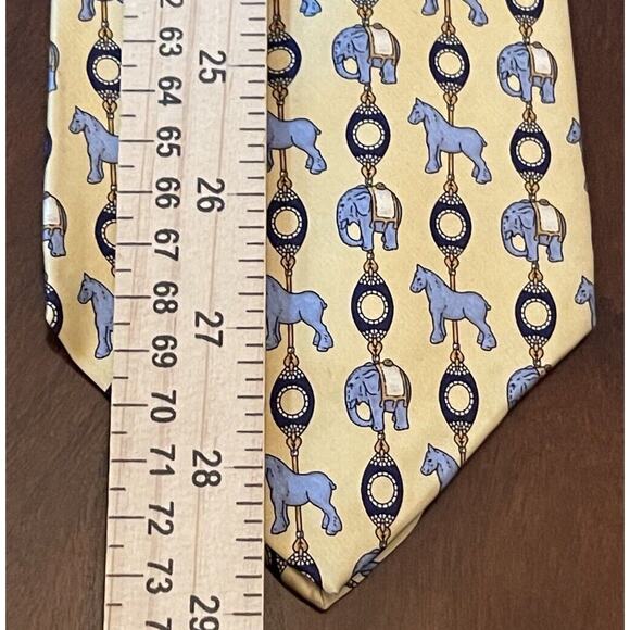 Faberge Gold Blue Hand Made 100% Silk Made In China Elephant Pony Print - Picture 5 of 9